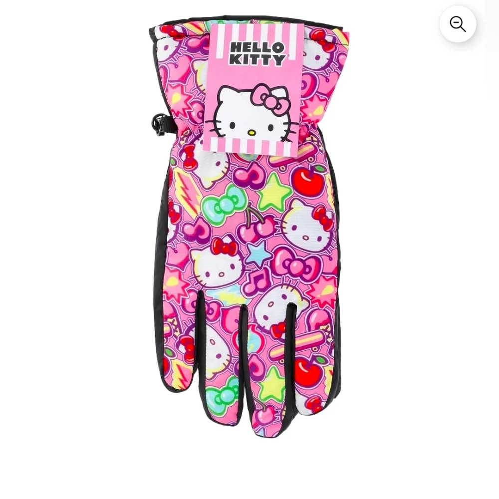 S/M Girls Hello Kitty Ski Gloves Young Kids  Multicolor Pink Design Winter New